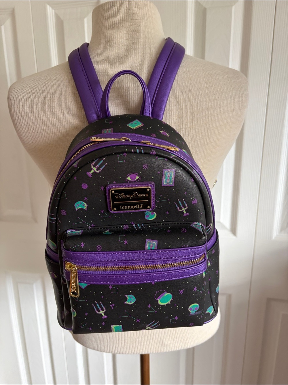 Disney Parks Loungefly Hocus-Pocus Mini Purple and Teal Space Print Backpack